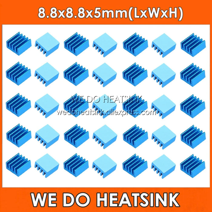 FACCIAMO DISSIPATORE di CALORE 10pcs 8.8x8.8x5mm Piccolo Piccolo Argento/Nero Dissipatore di Calore di Alluminio del Dissipatore di Calore radiatore del Dispositivo di Raffreddamento Con Nastro Applicato