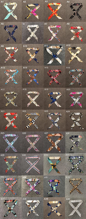 Nuova seta piccola donna moda sciarpa borse per capelli maniglia decorazione cravatta multifunzione nastro a mano sciarpa 4 * 100 cm M30