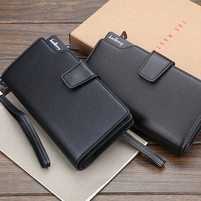 Baellerry portafogli da uomo stile lungo porta carte di alta qualità borsa da uomo con cerniera portafoglio in pelle PU di marca di grande capacità per uomo