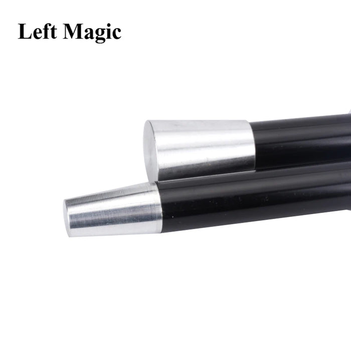 Bastone di canna da ballo in alluminio (argento/nero) Trucco magico Bacchetta magica galleggiante Accessori per oggetti di scena magici da palcoscenico di strada