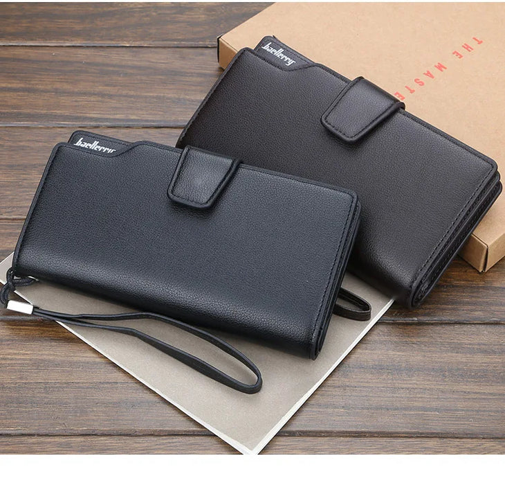 Baellerry portafogli da uomo stile lungo porta carte di alta qualità borsa da uomo con cerniera portafoglio in pelle PU di marca di grande capacità per uomo