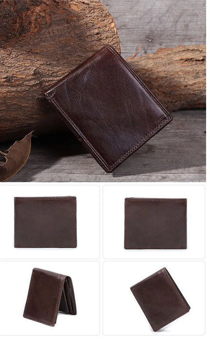 Portafogli da uomo in vera pelle di mucca con tasca portamonete portafoglio da uomo Vintage con blocco RFID portafoglio da uomo in vera pelle con porta carte