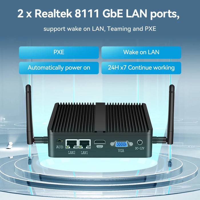 XCY Mini PC senza ventola Intel Celeron J6412 J4125 2x GbE LAN 2x RS232 HDMI VGA WiFi 4G LTE Windows 10 Linux Computer industriale