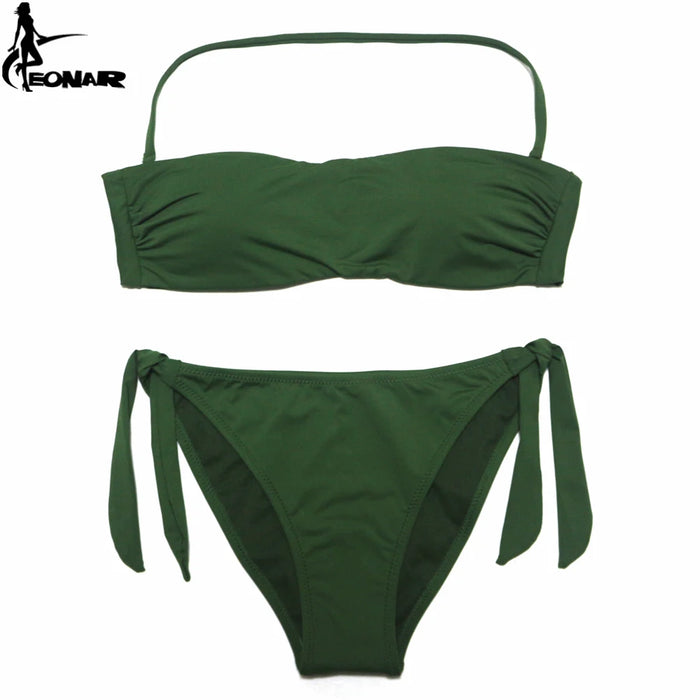 EONAR Bikini 2022 costume da bagno donna solido Bikini taglio brasiliano Set Bikini Push Up costumi da bagno Femme costumi da bagno Sport abbigliamento da spiaggia