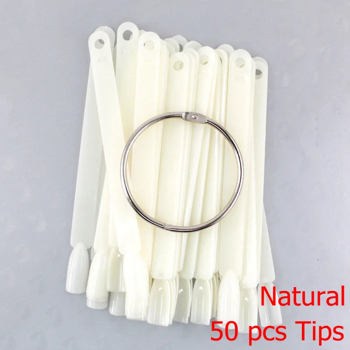 Punte per unghie finte ventaglio Natura Trasparente Nero 12/24/32/50 pezzi/set Dito Carta piena Nail Art Display Pratica Smalto tutto per manicure