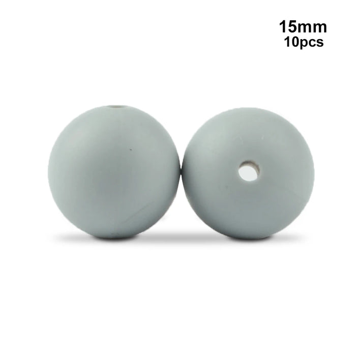 LOFCA 10 pz 15mm Perline Dentizione In Silicone 15mm Massaggiagengive Collana di Allattamento Del Bambino Ciuccio Clip Igiene Orale BPA Libero Commestibile Colorato