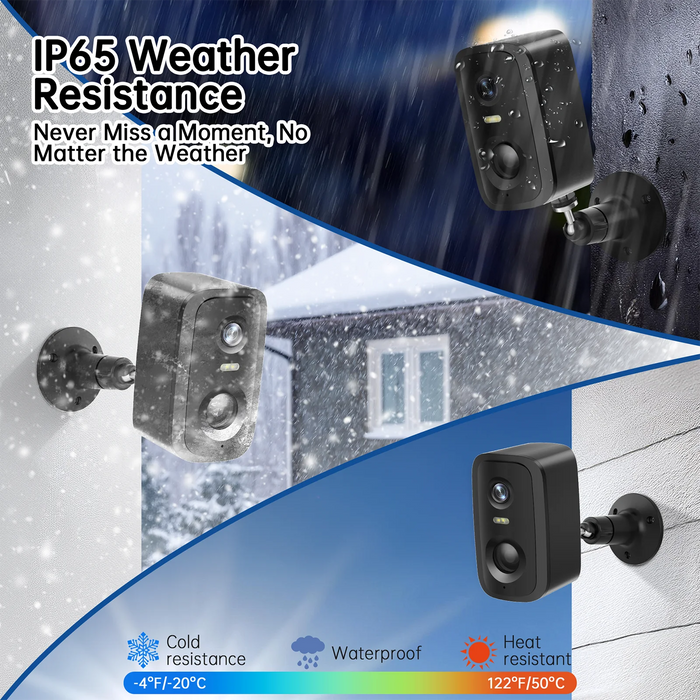 WESECUU 4MP Outdoor Battery Camera Wireless Security Video 2.4G/5G WIFI Network Security Camera