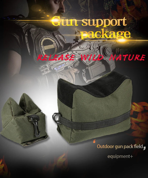 Borsa per pistola da tiro da cecchino Borsa anteriore posteriore Supporto per bersaglio Supporto per fucile Panca per sacchi di sabbia Poggia fucile da caccia non riempito Accessori softair