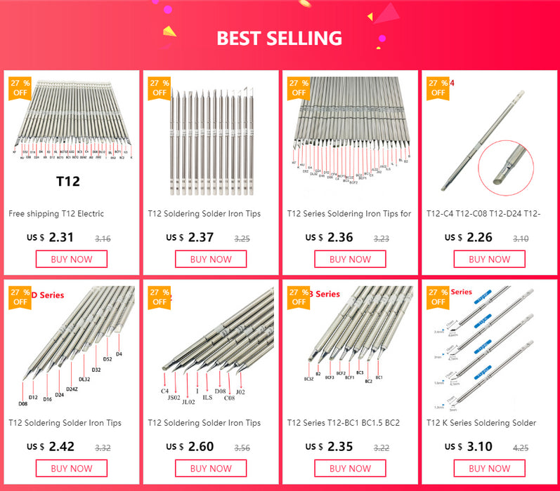 Punte per saldatore T12 Serie T12 T12-BC1 BC1.5 BC2 BC3 BCF1 BCF2 BCF3 Punte per saldatore Strumenti di saldatura