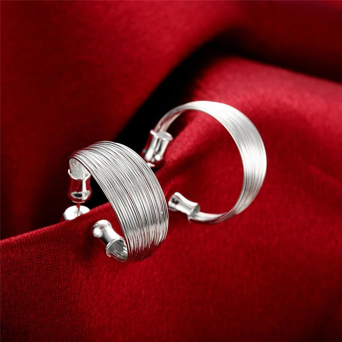 DOTEFFIL Orecchini a bottone multilinea lisci in argento sterling 925 per gioielli con ciondoli per feste di moda per fidanzamento di nozze da donna