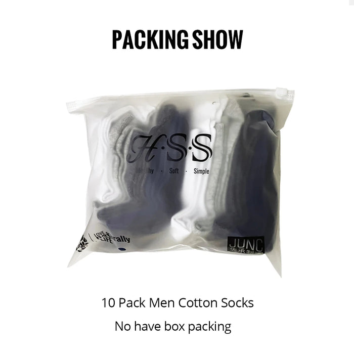 HSS 2023 calzini in cotone da uomo nuovi stili 10 paia/lotto calzini da uomo d'affari neri traspiranti primavera estate per uomo taglia usa (6.5-12)