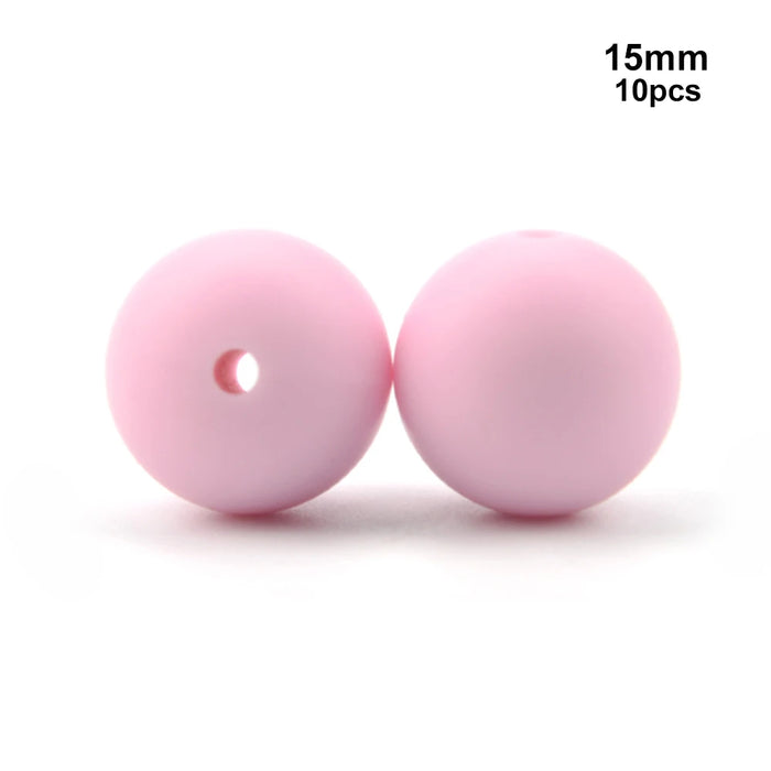 LOFCA 10 pz 15mm Perline Dentizione In Silicone 15mm Massaggiagengive Collana di Allattamento Del Bambino Ciuccio Clip Igiene Orale BPA Libero Commestibile Colorato
