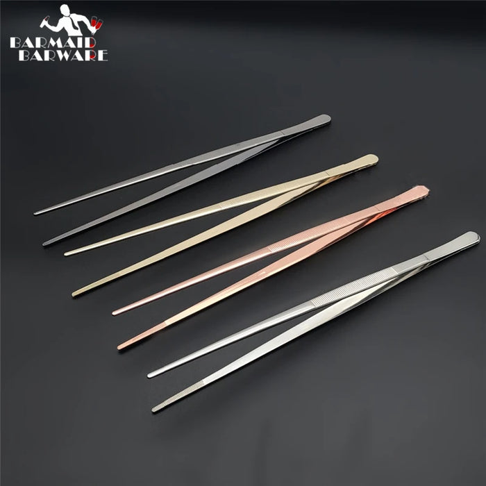 Pinzette per cucina e bar in acciaio inossidabile da 30 cm Pinze per alimenti Cucina Pinzette mediche Strumento da bar
