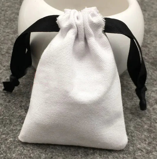 Piccoli sacchetti regalo in cotone bianco 5x7 cm 8x10 cm 9x12 cm Sacco bomboniera per caramelle per feste Borsa personalizzata con coulisse in mussola Custodia con logo per gioielli