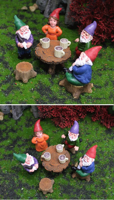 4 pz/set Mini Divertente Carino Gnomo Ha Festa Nani In Resina Statua FAI DA TE Bonsai Decorazione Per La Casa Scrivania D'ufficio Scultura Dropshipping