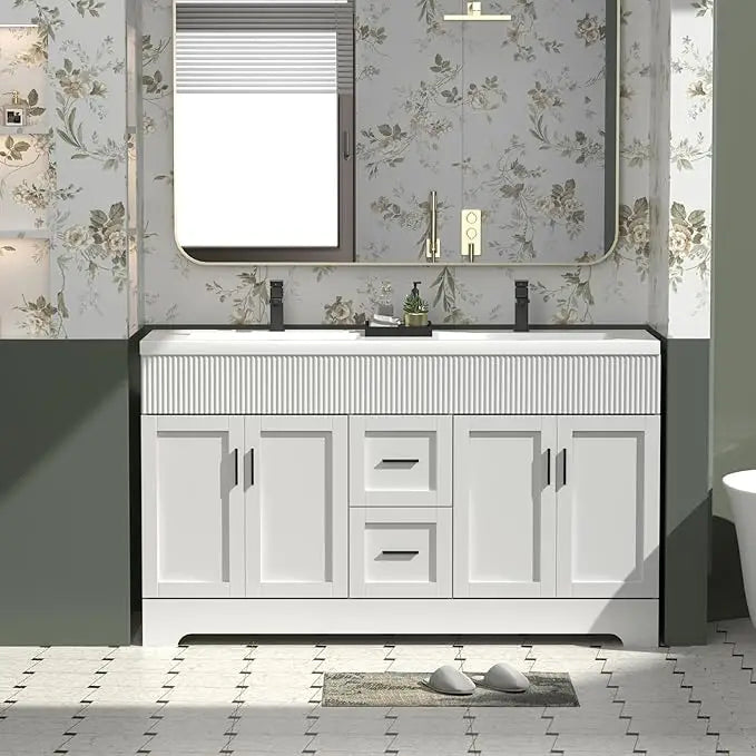 36" Green Bathroom Vanities Combo Set Wave Lines Modern Bathroom Cabinet Vanity Modern Style Bathroom Cabinets for Sale