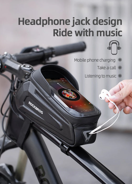 Borsa da bicicletta ROCKBROS borsa da ciclismo impermeabile con Touch Screen telaio del tubo anteriore superiore borsa da bici da strada MTB 6.5 custodia per telefono accessori per bici
