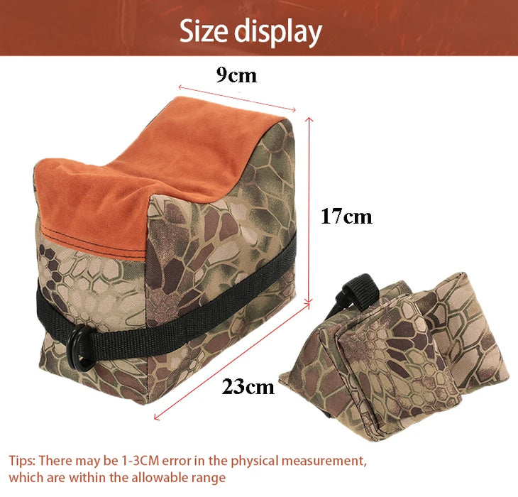 Borsa per pistola da tiro da cecchino Borsa anteriore posteriore Supporto per bersaglio Supporto per fucile Panca per sacchi di sabbia Poggia fucile da caccia non riempito Accessori softair