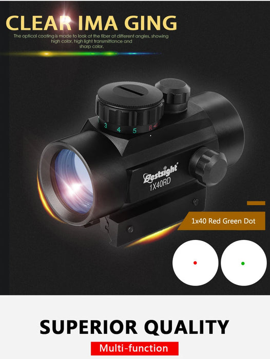 1x40 Red Dot Scope Sight Rifle scope Green Red Dot Collimatore Dot con 11mm/20mm Rail Mount Airsoft Air Hunting