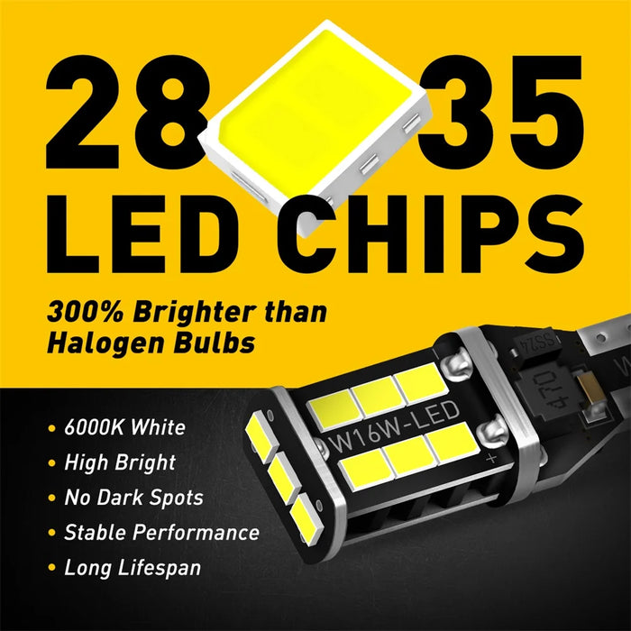 AUXITO 2PCS T15 W16W LED Canbus No Error Lampadine 2835 SMD Backup Reverse Light 921 912 Lampadina Auto Lampada di retromarcia Xenon 6000K Bianco