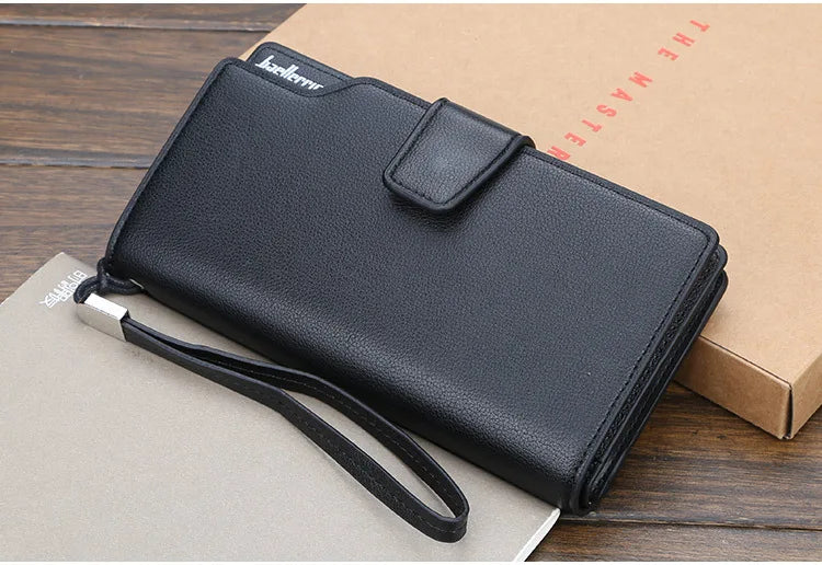 Baellerry portafogli da uomo stile lungo porta carte di alta qualità borsa da uomo con cerniera portafoglio in pelle PU di marca di grande capacità per uomo