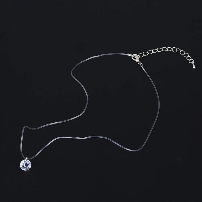 SUMENG Nuova personalità moda quadrata imitazione perla cristallo zircone collana invisibile trasparente lenza da donna