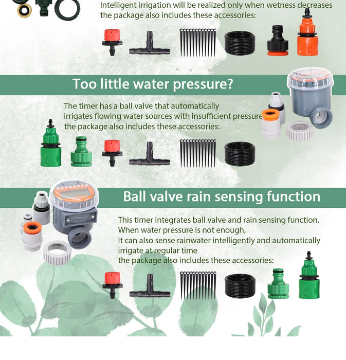 MUCIAKIE 50M-5M Sistema di irrigazione a goccia fai-da-te Irrigazione automatica Tubo da giardino Micro Kit di irrigazione a goccia con gocciolatori regolabili