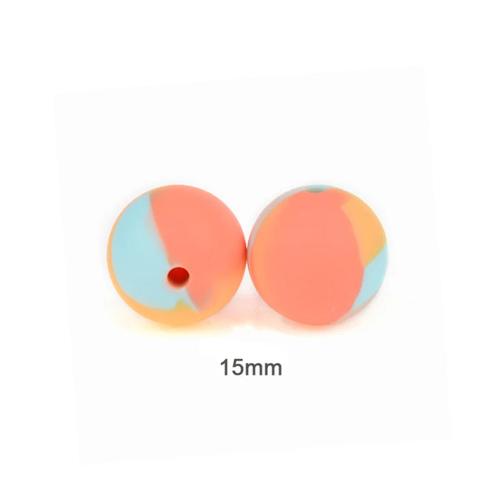 LOFCA 10 pz 15mm Perline Dentizione In Silicone 15mm Massaggiagengive Collana di Allattamento Del Bambino Ciuccio Clip Igiene Orale BPA Libero Commestibile Colorato
