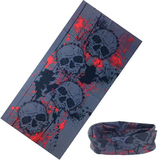 Sciarpa al collo con anello magico con teschio Fascia per capelli Bandana multifunzionale Viso Tubo tubolare senza cuciture Sciarpe unisex per uomo donna
