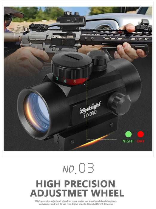 1x40 Red Dot Scope Sight Rifle scope Green Red Dot Collimatore Dot con 11mm/20mm Rail Mount Airsoft Air Hunting