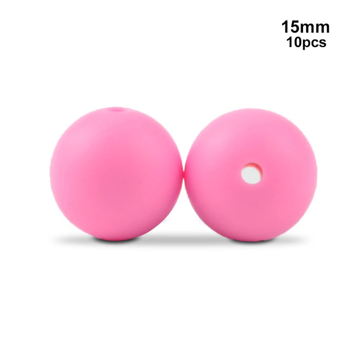 LOFCA 10 pz 15mm Perline Dentizione In Silicone 15mm Massaggiagengive Collana di Allattamento Del Bambino Ciuccio Clip Igiene Orale BPA Libero Commestibile Colorato