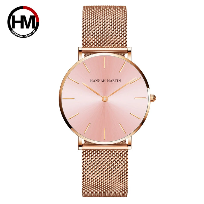 Drop Shipping A++++ Cinturino in acciaio inossidabile di qualità Movimento al quarzo giapponese Orologio da polso di lusso da donna completamente in oro rosa impermeabile