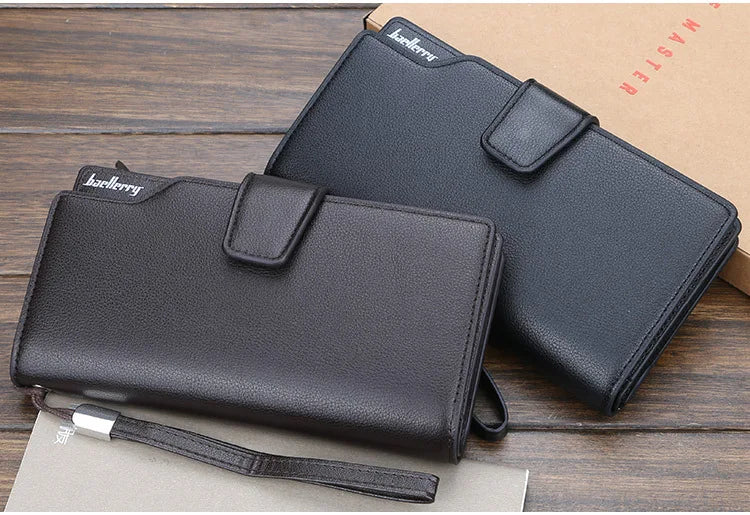 Baellerry portafogli da uomo stile lungo porta carte di alta qualità borsa da uomo con cerniera portafoglio in pelle PU di marca di grande capacità per uomo