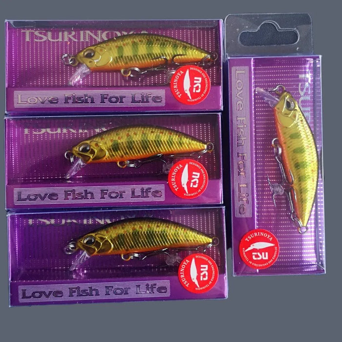 Tsurinoya 4PC 50mm 5g Affondamento Minnow Esca Artificiale per la Pesca Alla Trota Spigola Wobbler Laser Duro Lungo Cast Richiamo di Pesca DW63