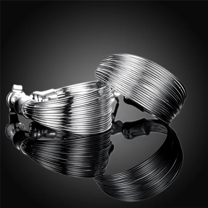 DOTEFFIL Orecchini a bottone multilinea lisci in argento sterling 925 per gioielli con ciondoli per feste di moda per fidanzamento di nozze da donna