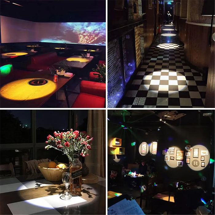 Faretti zoom da palcoscenico per teatro, luci a binario per proiettore con logo con messa a fuoco a LED, luci Gobo industriali per matrimoni in negozi di ristoranti aziendali