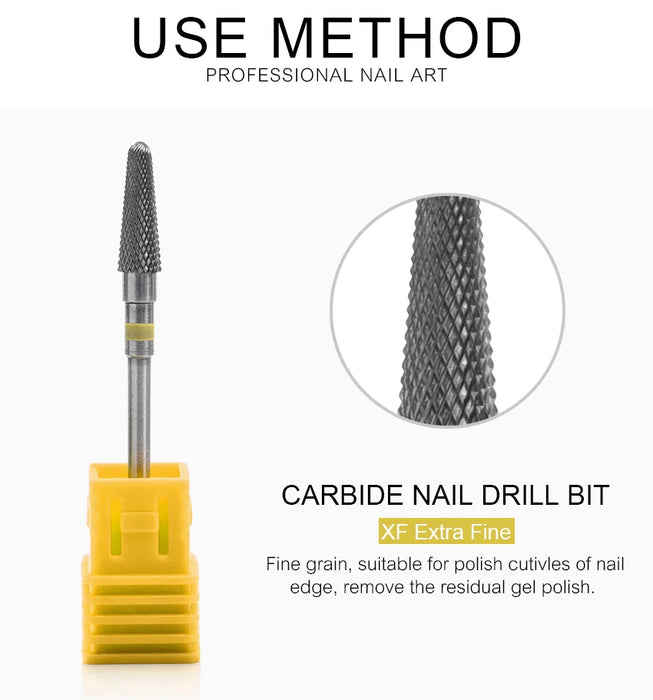 Punta da trapano per unghie Frese in metallo duro Strumento per nail art per manicure elettrica Trapano per unghie Accessori per unghie Rimuovi strumenti per gel