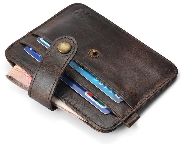 Portafoglio sottile da uomo in vera pelle portafoglio piccolo da uomo Mini borsa portamonete portafoglio sottile Portomonee carteras porta carte da uomo
