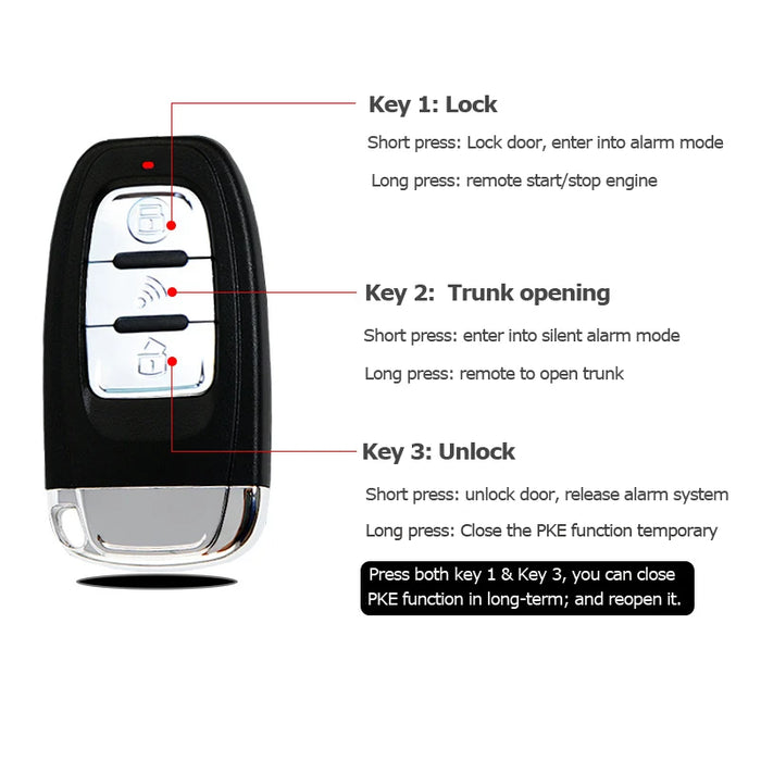 Auto Auto di Un sistema di arresto di inizio del motore con telecomando di controllo Auto PKE keyless entry sistema di avviamento baule aperto per 12V SUV avvio automatico