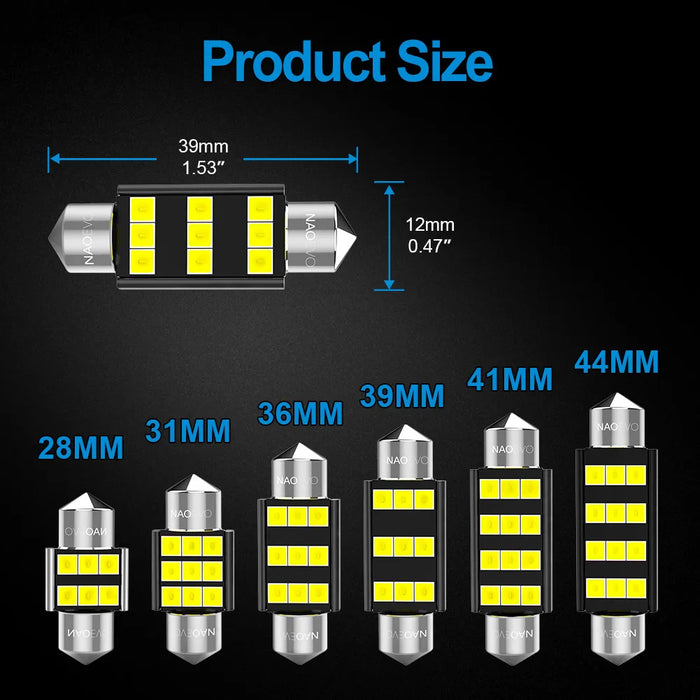 NAO c5w LED CANBUS 28mm 31 36 39 41 44mm Festoon C10W lampadina a led 2835 6 SMD 12V lampada da lettura luce interna per auto bianco senza errori