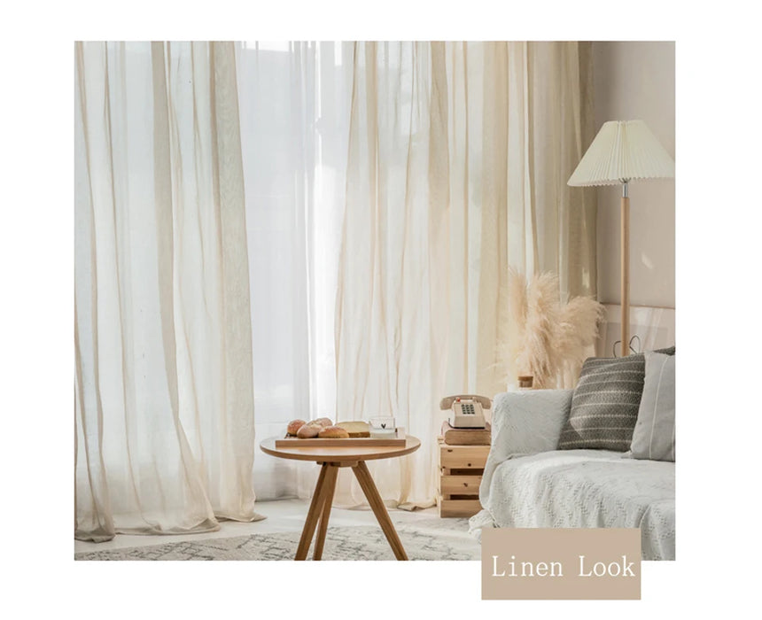 Tende in tulle effetto lino beige per soggiorno Tende moderne in lino trasparente per camera da letto Tenda in voile solido per drappo per finestra per bambini