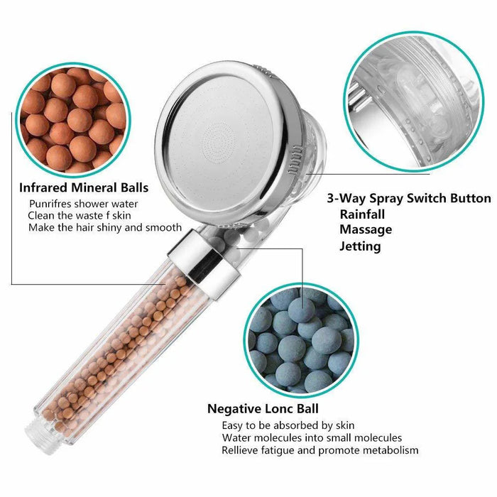 ZhangJi 3 modalità doccia da bagno soffione doccia a getto regolabile ad alta pressione risparmio idrico bagno filtro anionico doccia ugello SPA