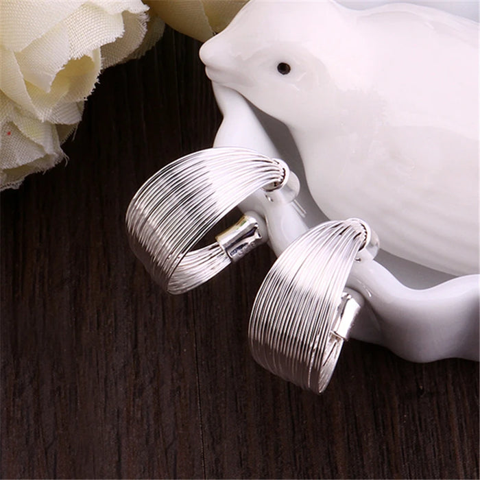 DOTEFFIL Orecchini a bottone multilinea lisci in argento sterling 925 per gioielli con ciondoli per feste di moda per fidanzamento di nozze da donna