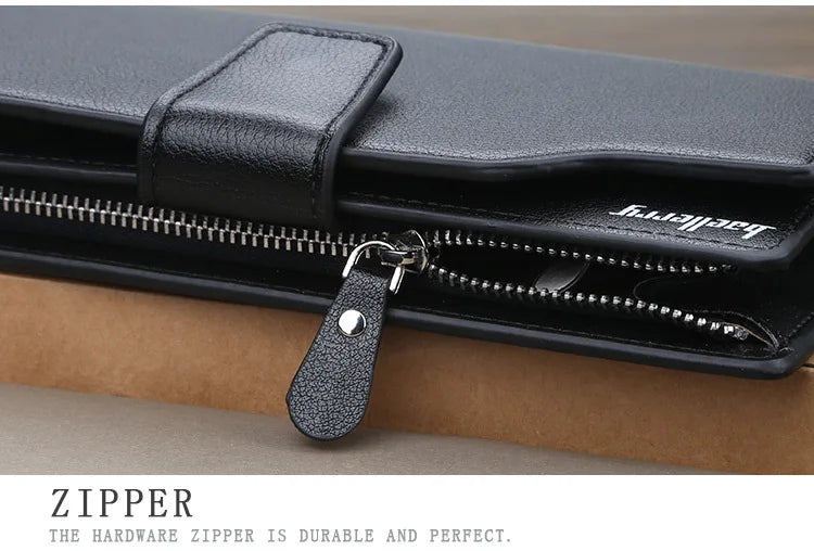 Baellerry portafogli da uomo stile lungo porta carte di alta qualità borsa da uomo con cerniera portafoglio in pelle PU di marca di grande capacità per uomo