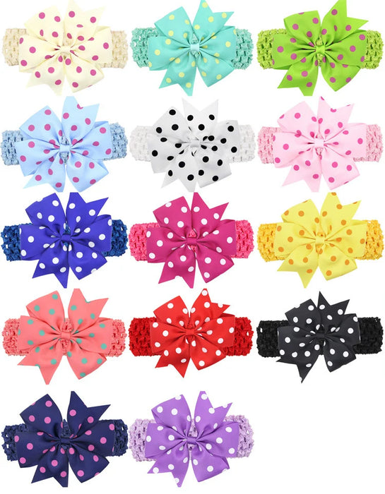 fascia per bambina Accessori per capelli per neonati fiocchi per fascia Copricapo Dot Neonato Regalo per bambini Nastro per neonati Panno per neonato Bowknot