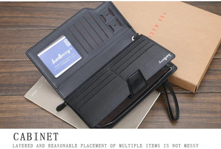 Baellerry portafogli da uomo stile lungo porta carte di alta qualità borsa da uomo con cerniera portafoglio in pelle PU di marca di grande capacità per uomo