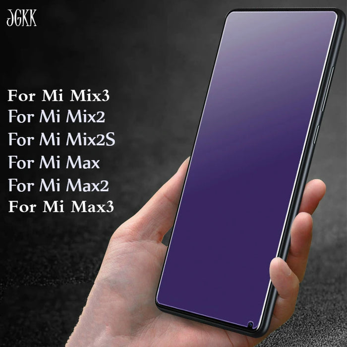 JGKK Per Xiaomi Mi Max 2 Max3 Della Miscela 3 Mix2S Copertura Completa Opaca Glassato Anti-blu In Vetro Temperato Per mi Mix2S Max2 Protezione Dello Schermo