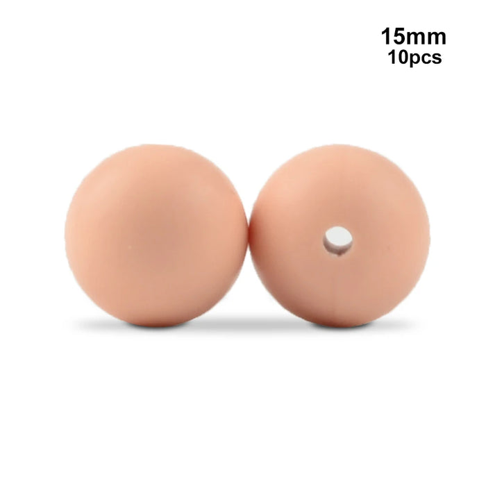 LOFCA 10 pz 15mm Perline Dentizione In Silicone 15mm Massaggiagengive Collana di Allattamento Del Bambino Ciuccio Clip Igiene Orale BPA Libero Commestibile Colorato