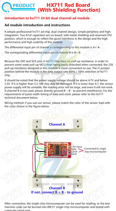 Cella di carico TZT 1KG 5KG 10KG 20KG HX711 Modulo AD Sensore di peso Bilancia elettronica Sensore di pressione di pesatura in lega di alluminio