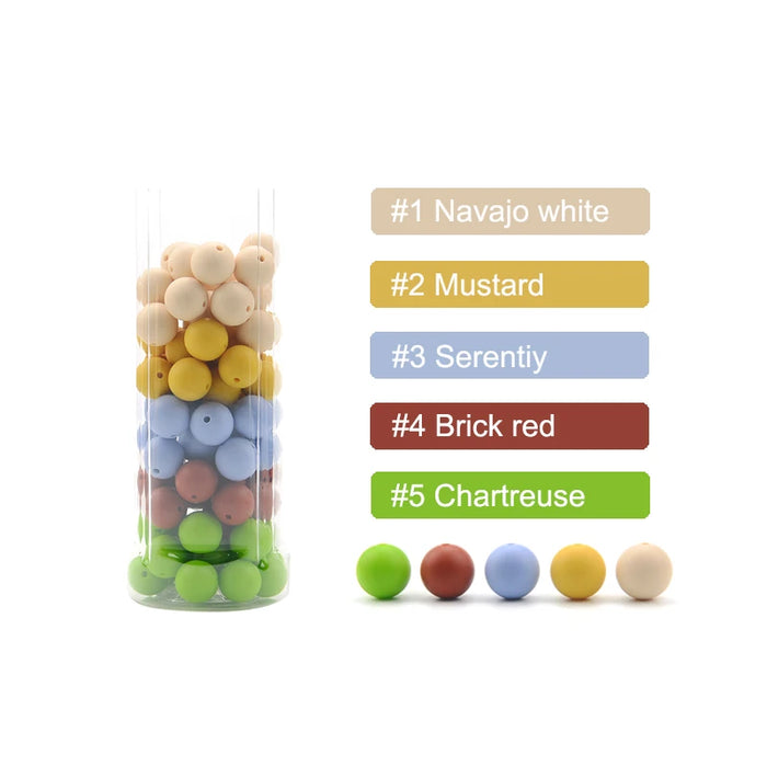 LOFCA 10 pz 15mm Perline Dentizione In Silicone 15mm Massaggiagengive Collana di Allattamento Del Bambino Ciuccio Clip Igiene Orale BPA Libero Commestibile Colorato